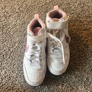 Kids High-Top Sneakers - White and Pink